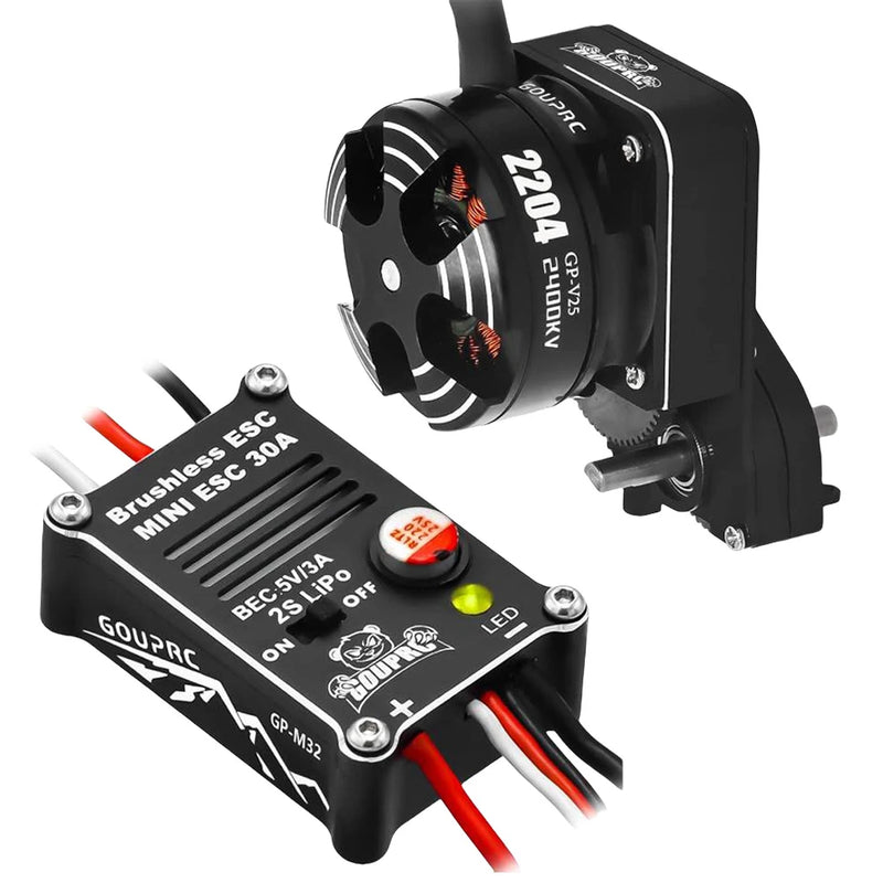 2204 2400KV Brushless Outrunner Motor with Transmission and 30A ESC for 1/24 RC Crawler Axial SCX24 Upgrade