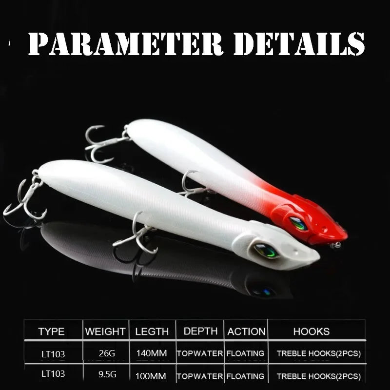 Patchinko 140 Topwater Popper Fishing Lure patchinco 100/140mm Surface Floating Baits Long Cast Wobblers Stickbait For Bass Pike