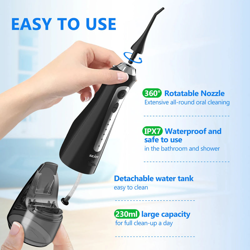 SEJOY New Irrigator Dental Water Flosser Mouth Washing Machine Home 5 Cleaning Modes 1800mAh USB IPX7 Waterproof 230ml