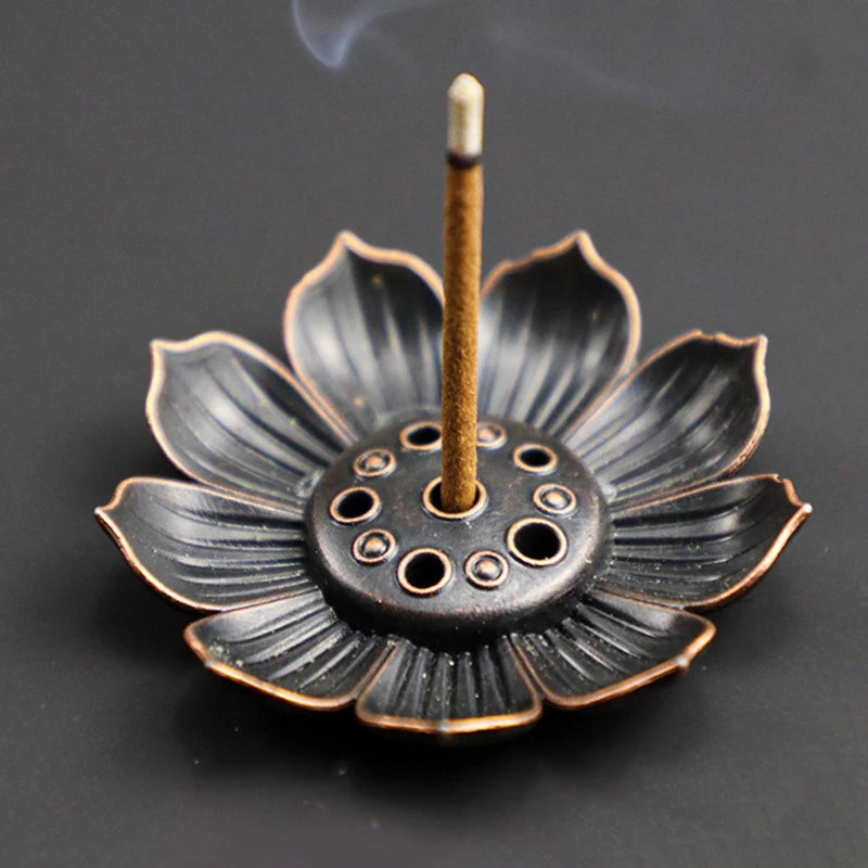 Buddhism Lotus Line Incense Holder Plate Alloy Incense Burner Temples Yoga Studios Home Decoration