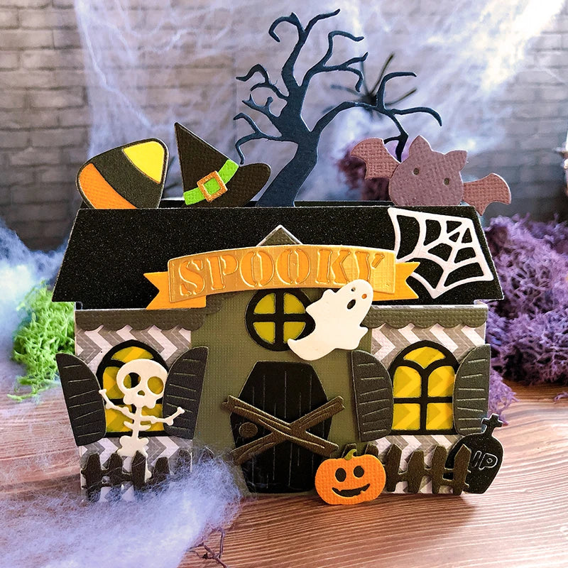 Panalisacraft Halloween Spooky House Cutting Dies Stencils DIY Scrapbooking Album Decorative Embossing DIY Paper Craft Cards