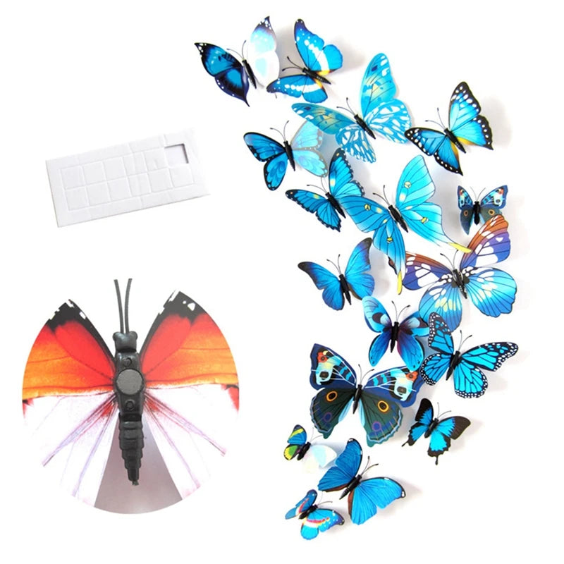 12pcs/set 3D Butterfly Wall Sticker Home Decoration Colorful Butterflies On Wall Magnet Fridge Stickers Living Room Wall Decals