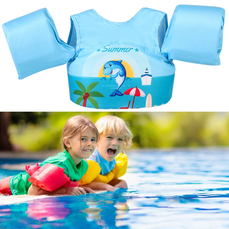 Baby Float Cartoon Arm Sleeve Adjustable Life Jacket Swimsuit Foam Safety Swimming Training Floating Pool Float Swimming Ring