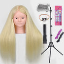 New Female Mannequin Training Doll Head With 70% Real Hair For Hairsyles Hairdressing Cosmetology Dolls Head With Stand Tripod