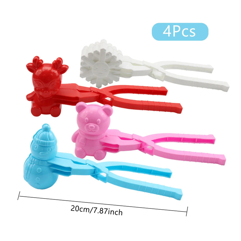 4PCS Snowball Clip Snow Grasping Clamps Tool Multi-shape Cartoon Snowballs  Grabber Snow Ball Maker Sports Toys for Kids