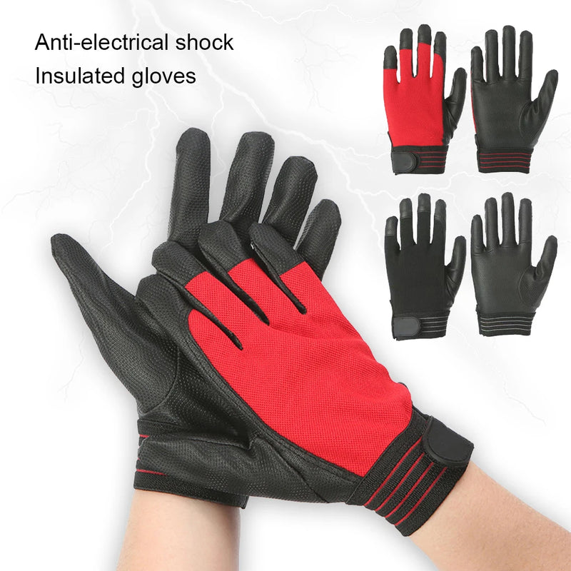 1 Pair Work Gloves Protective High Voltage Electrical Insulating Glove Rubber Safety MittenBreathable Mittens Motorcycle Black R