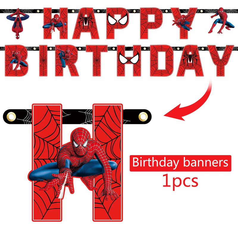 Spiderman Party Supplies Include Paper Cups Plates Balloons Tablecloth Cake Toppers for Kids Birthday Party Decor Baby Shower