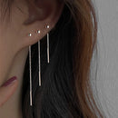 Stainless Steel Dangle Earring Geometric Ball Long Tassel Chain Drop Earrings For Women Minimalism Ear Line Kpop Jewelry