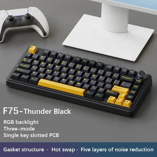 AULA F75 Gaming Mechanical Keyboard W/ RGB PBT keycaps Hot-Swap Gasket Structure 75% Layout Customized Tri-Mode Game Keyboards