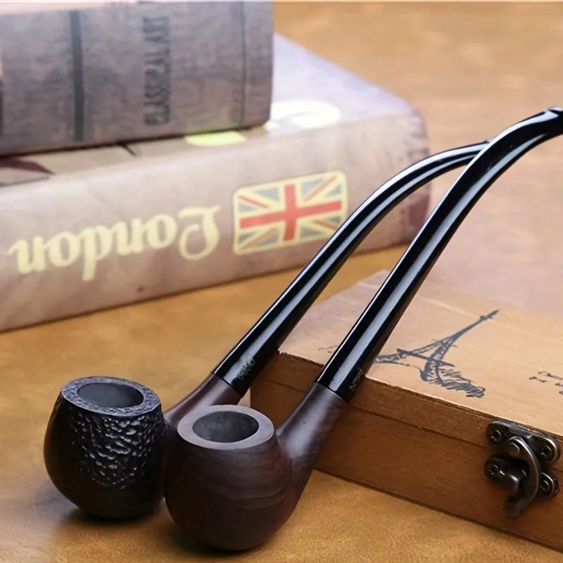 Ebony Wood Pipes for Smoking Bent Type Pipe Accessory Carving Pipes Smoke Tobacco Cigarette Acrylic Holder Oil Burner Pipe
