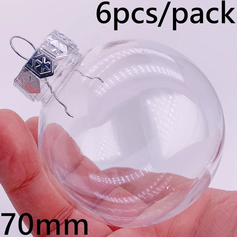 6 Pieces x DIY Shatterproof Transparent Home Christmas Decoration Bauble Ornament 80mm Plastic Window Opening Ball