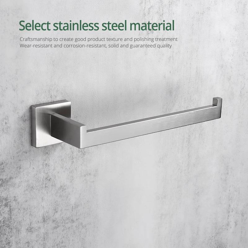 Brushed Nickel Towel Rack Bathroom Hardware Set Towel Holder Hanger Stainless Steel Towel Rails Nails Wall Mounted Rustproofed