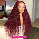 30inch Curly Burgundy 13x6 Hd Lace Frontal Wig 99J Colored Human Hair Wigs for Women Chocolate Brown Deep Curly Lace Front Wig