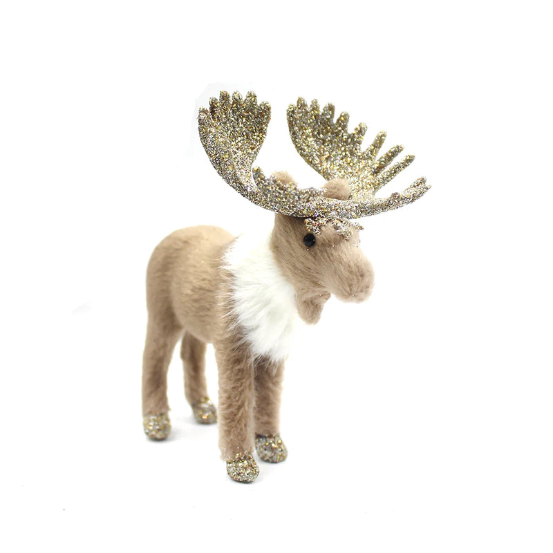 Simulation Christmas Deer Model Favor Xmas Home Decoration Craft Ornaments Display Table Reindeer Elk Animal Miniatures Kid Gift