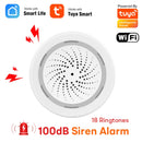 Tuya Smart Life WLAN-Sirenenalarm 100 dB Lautsprecher 18 Klingeltöne mit Blitzlichtalarm für Haus-Sicherheitssystem