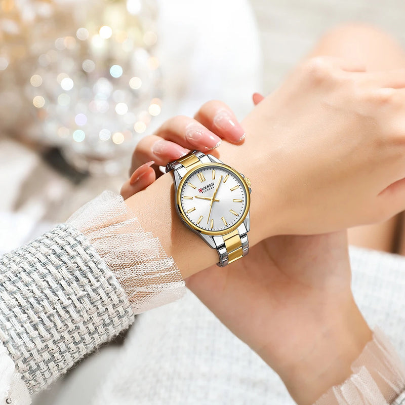 CURREN Fashion Brand Watches for Women Simple Casual Stainless Steel Bracelet Quartz Pointers Wristwatches Luminous Hands Clock