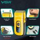 VGR Electric Shaver Professional Beard Shaver Reciprocating Bald Shaver Beard Trimmer Rechargeable LED Display Golden V-332