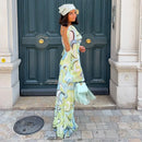 Sexy Backless Printed Dress Women's O-neck Full Sleeve Straight  Long Dresses 2026 Summer Fashion High Street New Lady Outfits