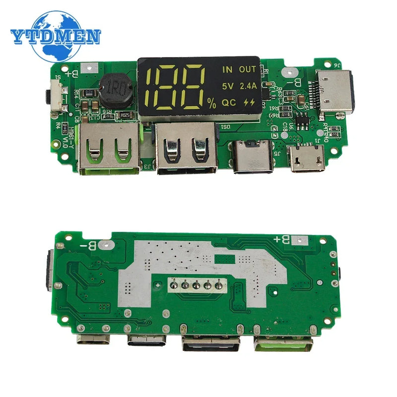 Lithium Battery Charger Board LED Dual USB 5V 2.4A Micro/Type-C USB Mobile Power Bank 18650 Charging Module Circuit Protection