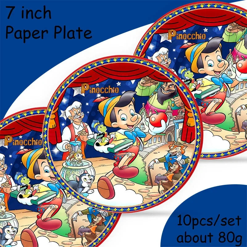 The Adventures of Pinocchio Happy Birthday theme favor party supplies Party Paper  Plate Straw Gift Bag Banner Flag Baby Shower