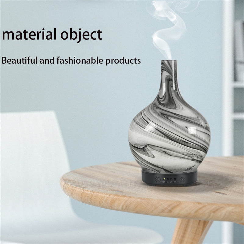 100ml Humidifier Aromatherapy Glass Marble Design Handmade Cool Mist Essential Oil Aroma Diffuser Auto Shut-Off  for Spa Home