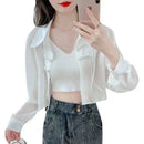 Fashion Lapel Button Spliced Solid Color All-match Shirt Female Clothing Spring Summer New Casual Tops Office Lady Blouse