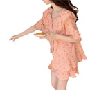 Women Sweet Floral Pajamas Female Summer Set Lace Princess Short-Sleeved Shorts Homewear Ladies Kawaii Soft Nightwear Loungewear