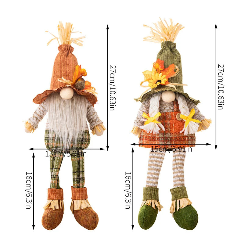 Scarecrow Gnome Thanksgiving Doll Pumpkin Maple Leaf Faceless Doll Harvest Season Ornament Home Tabletop Decorations