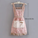 1pc Strap Canvas Floral Apron with Hood, Waterproof Oil-resistant Breathable Workwear WaistApron