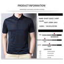 BROWON Fashion gestreiftes Herren-T-Shirt Sommer dünn atmungsaktiv Umlegekragen Herren-Tees Kurzarm Business Arbeit Übergrößen-Oberteile