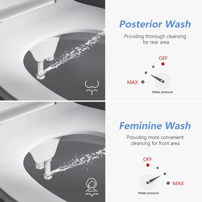 Slim Bidet Attachment Toilet Dual Jet (Female/Post Wash) Hygienic Bidet Toilet Adjustable Water Pressure Sprayer Brass Inlet