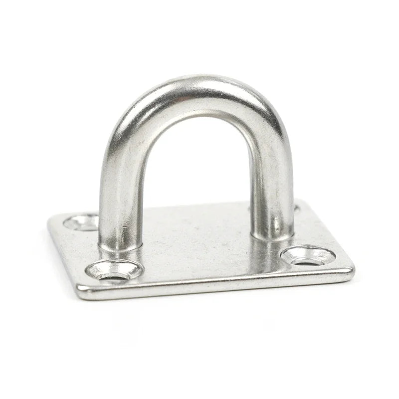 Stainless Steel 304 Fixed Pad Eye Plate Deck Door Buckle Staple Ring Wall Hook U-Shaped Ceiling Mount Hanger