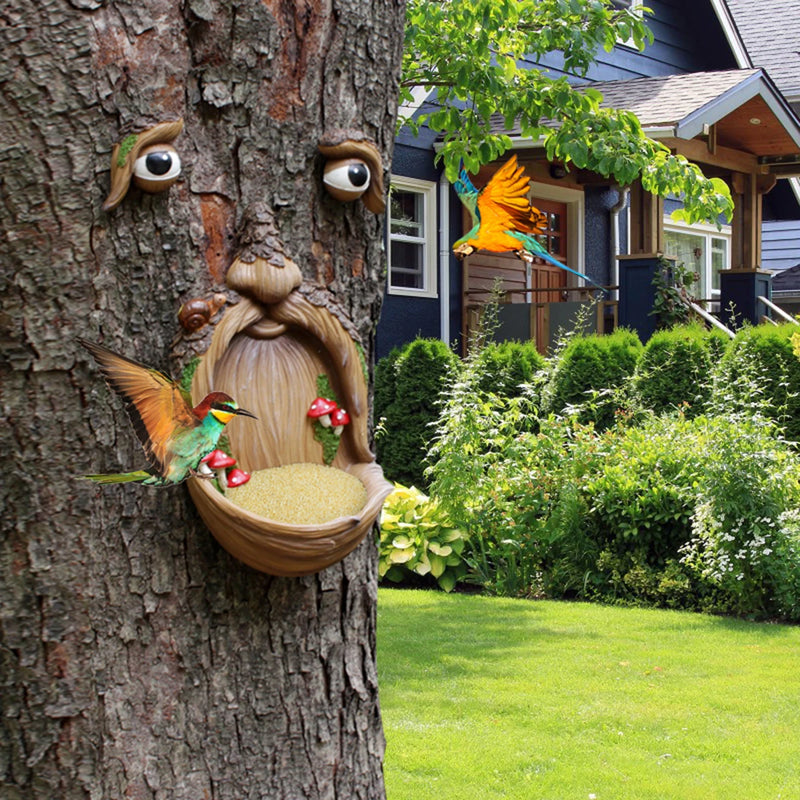 1Set Tree Faces Decor Outdoor, Old Man Tree Hugger Sculpture, Outdoor Tree Hugger Sculpture for Wild Life Bird Feeding & Garden