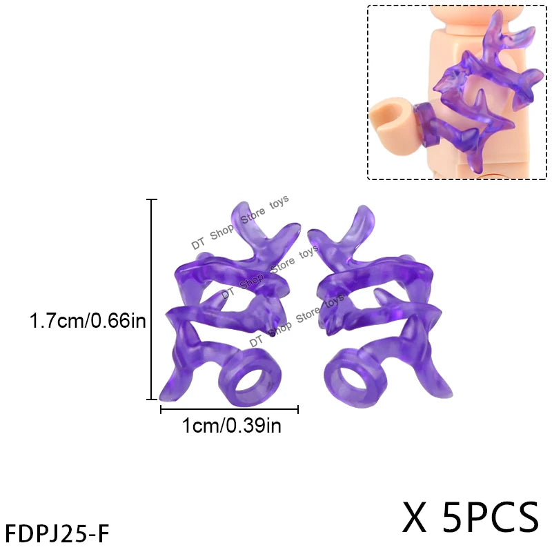 5PCS Cartoon Special Effects Pieces Arm Fist Wind Lightning Leg Flames Weapons Accessories Assemble Scene Bricks Kids for Toys