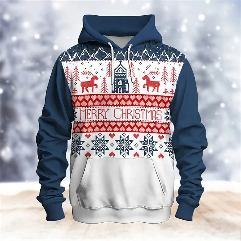 Xmas Snowman 3D Printed Hoodies For Men Clothes Fashion Merry Christmas Elk Women Pullovers Casual Winter Sweatshirts Y2k Tops