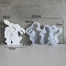 Rabbit Family Silicone Mold Bnuuy Family Concrete Plaster Casting Mould Easter Series Heart Rabbits Plaster Ornaments Molds