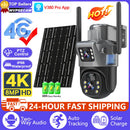 4K 4G SIM Card Dual Lens Solar Cameras 8MP Wireless Surveillance PTZ Battery Camera Color Night Vision PIR Detection  V380 Pro