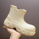Rain Shoes Women's Waterproof, Non-slip Mid-welly Boots Thick Soles Increase Wear and Deodorant Water Shoes