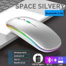 LED Wireless Mouse Rechargeable Silent Bluetooth-compatible Mouse Portable Dual Mode Computer Mice for Laptop Desktop MacBook