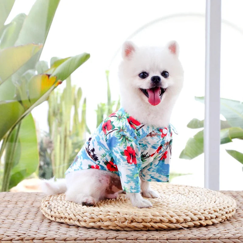 Hawaiian Style Summer Pet Shirt for Small Medium Dogs Chihuahua Yorkie Thin Breathable Vest Puppy Cat Beach T-Shirt Dog Costume