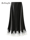 Beiyingni Women's Mermaid Skirt Casual Fashion Maxi Long A-line Skirts Ladies High Waist Retro Spring Summer Faldas Female 2025