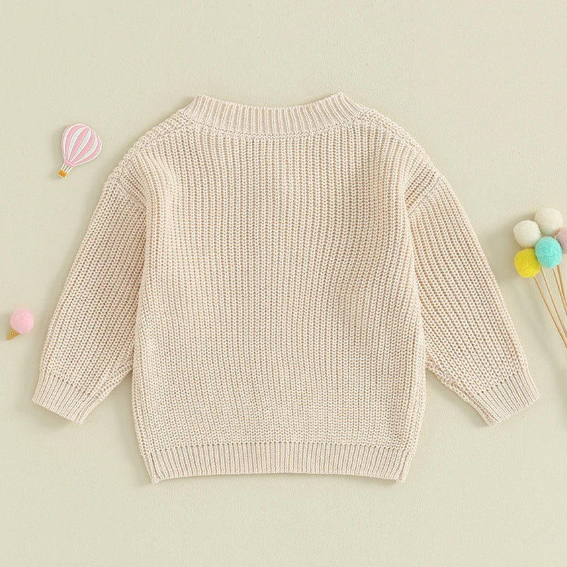 0-18 Months Baby Girls Knit Cardigan Cute Long Sleeve Round Neck Solid Color Button Down Sweater Fall Winter Tops