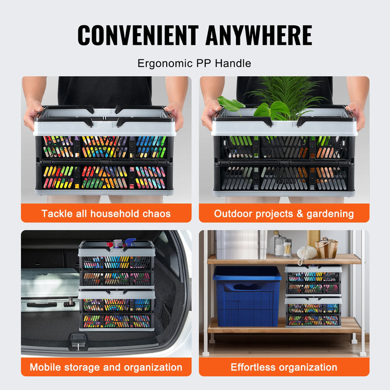 SucceBuy 3pcs Foldable Storage Basket Collapsible Shopping Crate with Handle for Kitchen Grocery Room Desktop Organization