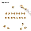 10/20pcs 18K Gold Plated Crimp Beads End Bead For Jewelry Making,Brass Snap Crimp Clasps For DIY Bracelet Making Accessories