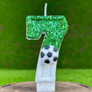 Glitter Green White Football Numbers 0-9 Candle Cake Toppers Cake DIY Decoration for Football Theme Anniversary Party Decoration