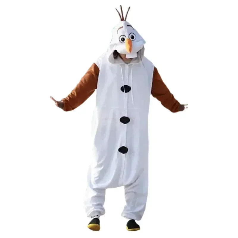 New Disney Cosplay Costume Frozen Olaf Snowman Pajamas Adult Children Jumpsuit Party Dress Fleece Cartoon Sleepwear Gifts Toys