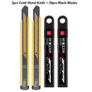 Fizz Metal Utility Knife Blade Paper Cutter Aluminum Alloy Pocket Knifes with Self-Locking Design Stationery Supplies