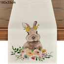 2024 Easter Rabbit Table Runner Linen Bunny Dining Table Cloth Placemat Spring Holiday Happy Easter Decoration For Home Kitchen