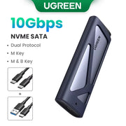 UGREEN M2 SSD Case NVME SATA Dual Protocol M.2 to USB Type C 3.1 SSD Adapter for NVME PCIE NGFF SATA SSD Disk Box M.2 SSD Case