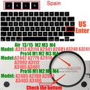 Spanish layout Keyboard Cover for For MacBook Air 13.6/15 M4 M3 M2 A3240 A2941 A3241 A3114, MacBook Pro 14" 16" 13"  12" black